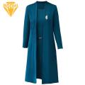 Comfortable Women Suit Spring Fall Women's Elegant Solid Color Long Cardigan Dress Suit Set for Middle-aged Ladies Sleeveless O Neck Open Front Coat Kit Women Dress Coat Suit. 