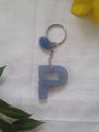Epoxy Resin Key Tags- Crystal clear epoxy resin - Silver and Blue sprinkles inside - Transparent with glistening surface -English Alphabet Letter Key Tags -. 