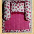 New Born Baby Pillow Sets with quilt pink cot sheet (two round side pillows, one mid pillow and quilt cot sheet in one pack). 