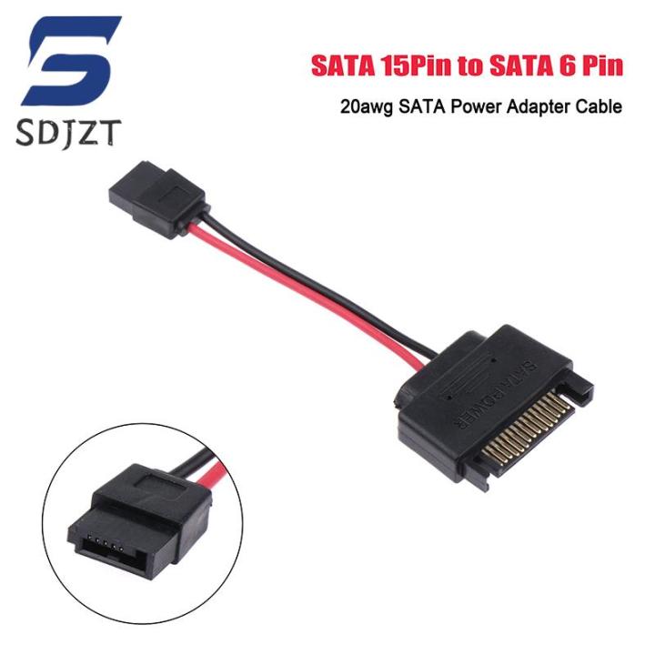 New 1pc Sata 15-Pin Male To Sata 6-Pin Female Slimline Power Adapter Cable 20awg Lap Optical Drive Cable