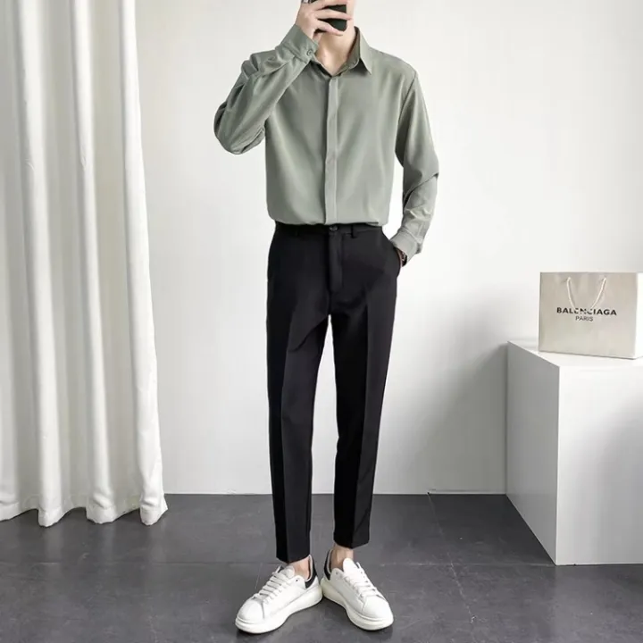 New%20Spring%20and%20Summer%20Men's%20Lightly%20Mature%20Suit%20Casual%20Suit%20Pants%20Men's%20Korean-Style%20Fashion%20Shirt%20Long%20Sleeve%20Wear%20Draping%20Shirt%20-%20Image%205