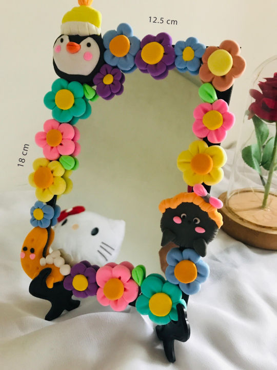 Cute Mirror Creative Clay Toys For Kids/Teens Birthday Gifts Fun Play Tools Super Light Air Dry Polymer Clay Anniversary Gift For Boyfriend Girlfriend Smooth Ornaments