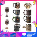 【BestGO】1PCS Personalized Double Wall Stainless Steel 3D Skull Mugs Coffee Cup Mug Skull Knight Tankard Dragon Drinking Cup. 