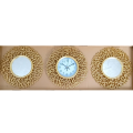 Elegant Gold Ring Wall Clock with Dual Mirrors - 3-Piece Set. 