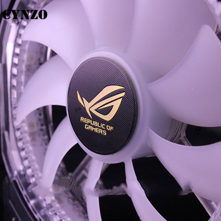 Computer%2012CM%20Case%20Fan%20Stickers%20for%20AORUS/ROG/MSI%20Gold-plated%20Chassis%20Decorative%20Stickers%20DIY%20PC%20Accessories%203pcs%20-%20Image%204