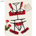 Anedshaop Women Underwire Lingerie Set 2pcs Halter Lace Panel Garters 2025 New Sleepwear Pajama Sets Clothing Seductive Lingerie. 