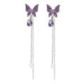 Enacolor   Long Dangle Earrings Exquisite Purple Crystal Pearl Butterfly Drop Earrings for Girls. 