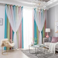 Star Curtains Stars Blackout Curtains for Kids Girls Bedroom Living Room Colorful Double Layer Star Window Curtains, 2 Panels (53Wx95L,Pink). 