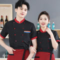 Chef Overalls Short-Sleeved Suit Summer Men's and Women's plus-Sized Kitchen Baking Restaurant Hotel Canteen Kitchen Clothes. 