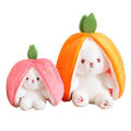 Kidlove Cute Fruit Transfigured Bunny Plush Toy Soft Stuffed Carrot Strawberry Rabbit Plush Doll For Children Gifts. 