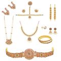 Bharatanatyam Multicolor Brass Classical Dance Jewellery Set For Women (Pack Of 10 Item). 