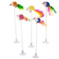 Pet Cat Kitten Teaser Fun Interactive Play Toy Pom Plush Mouse Dangle Spring Bell Colour Sucker Cats Scratching Playing Toys Elastic Wand Feather False Mice Pets Supplies. 