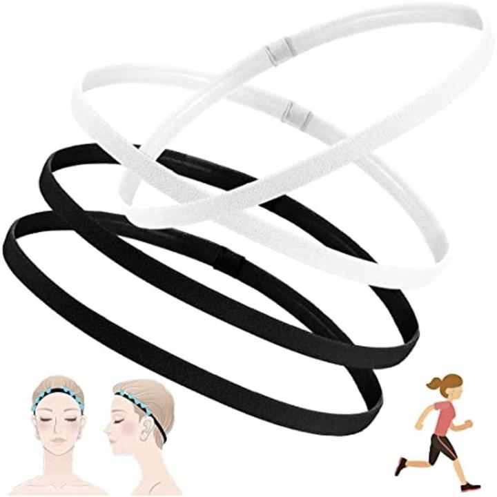 4 Pieces Thick Sports Elastic Headbands Elastic Hair Band Sport Headband Non-Slip Hair Bands for Women and Man Running Yoga