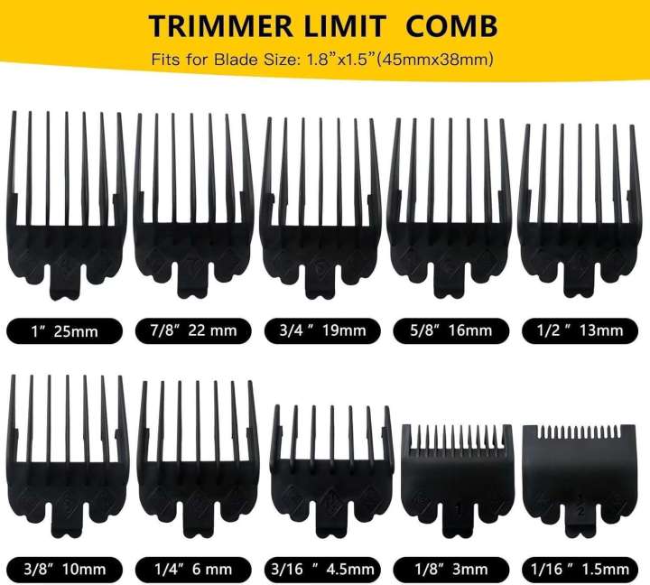 WELURE%2010Pcs%20Clipper%20Guards%20Set%20Replacement%20for%20Limural%20K11S/%20Novah%20HCL-001/%20Surker%20K7S/K9C/K9S%201/16%20to%201%20-%20Black%20-%20Image%202