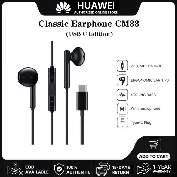 HUAWEI Earphone CM33 Full Bass Headset Original USB C Edition Hi