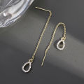 Drop Ear Line Long Hanging Earrings For Women Rose Zircon Crystal Piercing Threader Earing Ear Accessories Jewelry. 