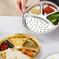KOKKO Stainless Steel Round Divided Plates, Stackable Dinner Plates With 4 Compartment, Divided Tray Sauce Dish For Home Kitchen BBQ Restaurant. 