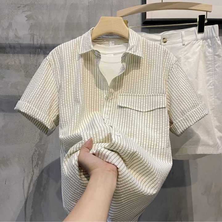 2024%20Summer%20New%20Handsome%20Square%20Collar%20Shirt%20Short%20Sleeve%20High%20Sense%20Simple%20Trendy%20Casual%20All-Matching%20Shirt%20Men's%20Clothing%20-%20Image%207