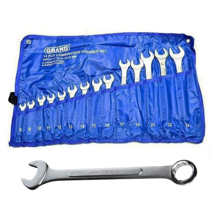 Combination Spanner Set - 14 Pcs - 8-24mm - Raised Panel - Grand