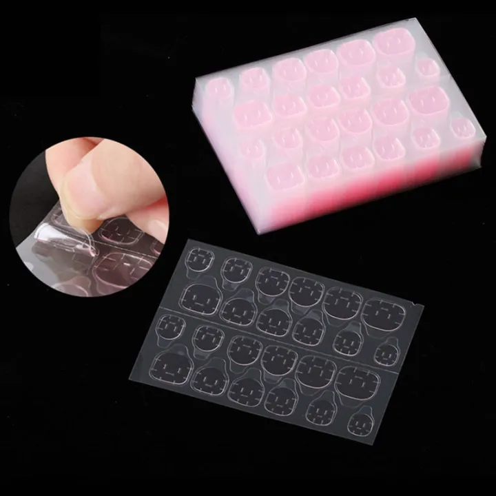 240Pcs Transparent Fake Nails Pink Jelly Double Sided Adhesive Ultra-Thin Tape Creek