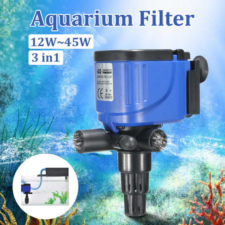 3 in 1 Aquarium Powerhead Fish Tank Submersible Water Filter Oxygen Pump & - 35W 2500L/H 1.8M