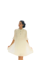 Nessie Black White Frock O Neck Shirt Collar Short Sleeve Short Dress. 