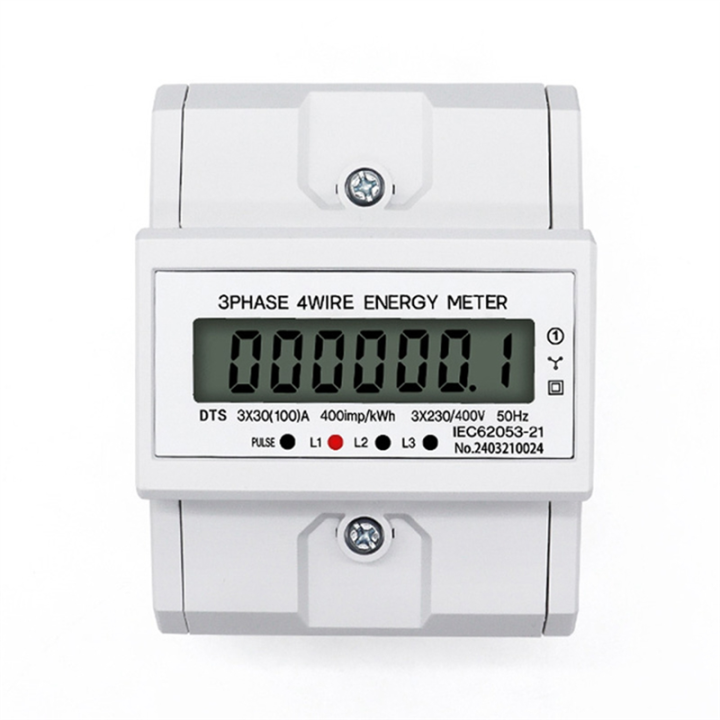 LCD AC Din Rail 230V 3 Phase 4 Wire Energy Meter Consumption Monitor ...