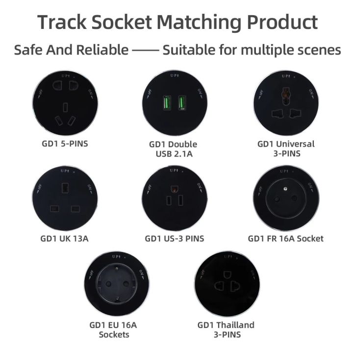 CNC Power Track Socket Gen Smart Home Appliances Universal Outlets Popular US EU AU FR Wall Electrical Plug Adapter for P1-Track