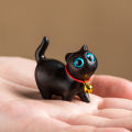 New Sandalwood Hand-Carved Cat Wooden Mini Animal Doll Desk Decoration Statues Crafts Xmas Wooden Bell Cat. 