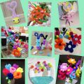 Plush Stems Balls DIY Art Craft Plush Stick Pompoms Rainbow Colors Shilly-Stick Educational. 