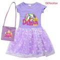Diana and Roma Show Clothes Baby Girls Casual Dresses Kids Cartoon Clothes Children Short Sleeve Wedding Dress with Small Bag. 