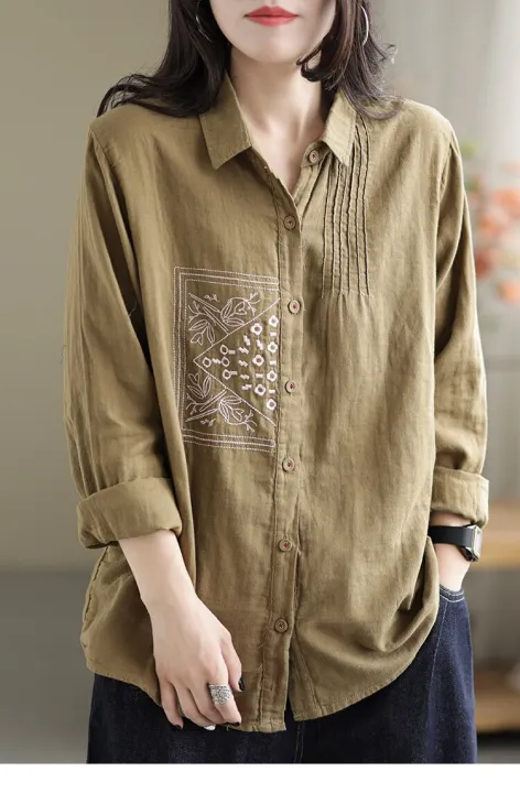 Yfashion%20Women%20Cotton%20Long%20Sleeves%20Blouse%20Trendy%20Retro%20Solid%20Color%20Embroidery%20Shirt%20Loose%20Single%20Breasted%20Cardigan%20Tops%20-%20Image%207