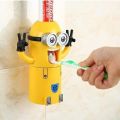 Minion Toothpaste Dispenser - Kids Toothbrush Holder - Minion Stickers Enclosed. 