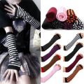 1Pair Trendy Striped Sleeves Wrist Hand Cover Knitted Long Fingerless Gloves Cartoon Arm Warmer Sleeves Driving Accessories. 