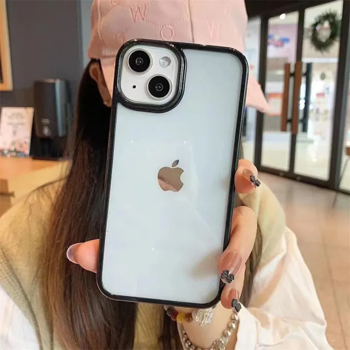【ThinkWay】Shockproof Armor Color Bumper Clear Case For iPhone 13 12 11 Pro Max XR X XS 7 8 Plus SE2 Mini Luxury Soft Frame Hard Back Cover