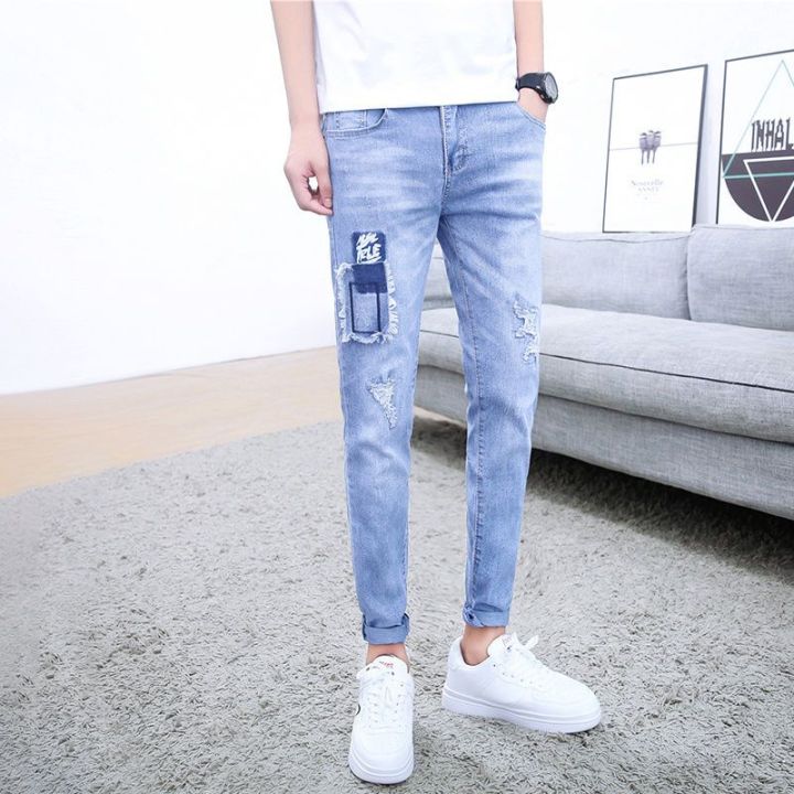 Style Jins Boy New Summer Stretch Cropped Jeans Men's Korean-Style