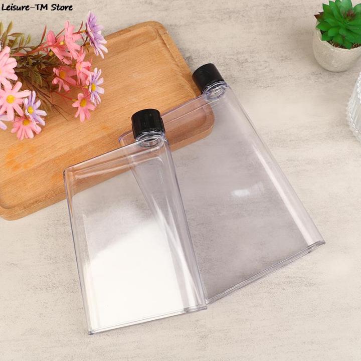 1Pc%20Flat%20Plastic%20Cup%20Flat%20Water%20Bottle%20Transparent%20Book%20Paper%20Pad%20Portable%20Water%20Bottle%20Drinks%20Kettle%20Bottle%20for%20Notebook%20-%20Image%205