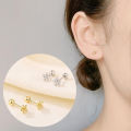 1Pair Gold Simple Earrings Silver Mini Small Flowers Ear Stud Piercing Jewelry ANLAN. 