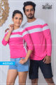 Pink Color White Two Lines Couple Long Sleeve T Shirt  | AS2343. 