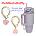 New 2pcs Letter Charm Accessories Pink Heart Shaped Personalized Name Id Handle Initial Charms Tag For Stanley Cup Tumbler. 