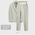 Spring and Autumn New Korean Style Loose Suit Suit Men's Casual Lightly Mature Men's Small Suit Ruffle Handsome Stylish Flow Jacket. 