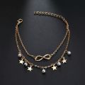 Simple tassel double star pearl 8 word female anklet barefoot crochet sandals foot jewelry new ankle bracelet female leg chain. 