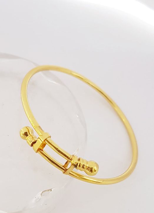 Guaranteed%20Gold%20Plated%20Expandable%20Free%20Size%20Plain%20Baby%20Bangle%20Family%20Love%20Gifts%20Jewelry%20For%20Baby%20With%20Box%20-%20Image%202