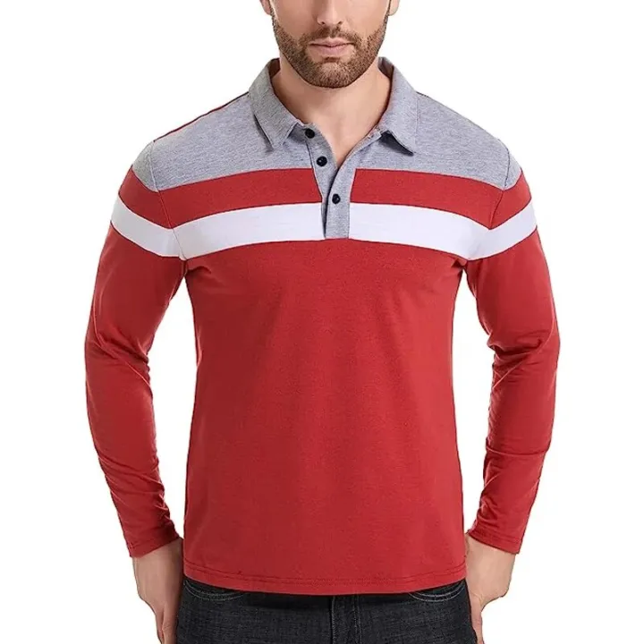Men's%20Long%20Sleeve%20Polo%20Shirts%20Casual%20Shirt%20Slim%20Fit%20Patchwork%20Collared%20Shirt%20Lapel%20Business%20Fitness%20T-shirt%20-%20Image%204
