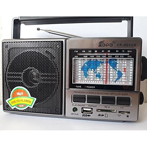 3 Power Mode Rechargeable Radio with USB and SD Card Input High Quality Portable Audio Player