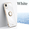 For Samsung Galaxy A03 Core Back Cover with Ring Holder Stand Plating Square Bumper Protective Case Camera Lens Protection Soft Silicone Shockproof Mobile Phone Cases. 
