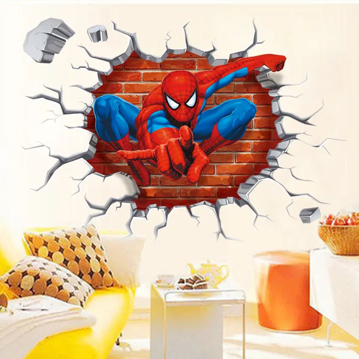 Wall%20Sticker%20Cartoon%203D%20Effect%20Spiderman%20Decorative%20Wall%20Decal%20Home%20Decor%20Gifts%20for%20Kids%20Rooms%20-%20Image%203