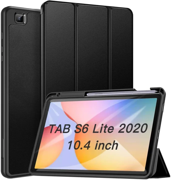 Samsung Galaxy Tab S6 Lite Cover With Pen Holder - Premium Quality Tab S6 Lite Case - BLACK