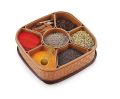Plastic Round Masala Dabba with Multiple Compartment Spice Container Masala Box Vatti Anjarai Petti for Home Kitchen Masala Spices Tray. 