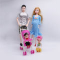 SF 5pcs Happy Family Kit Toy Dolls Pregnant Babyborn Ken&Wife with Mini Stroller Carriages For Baby Dolls Child Toys For Girls Gift. 